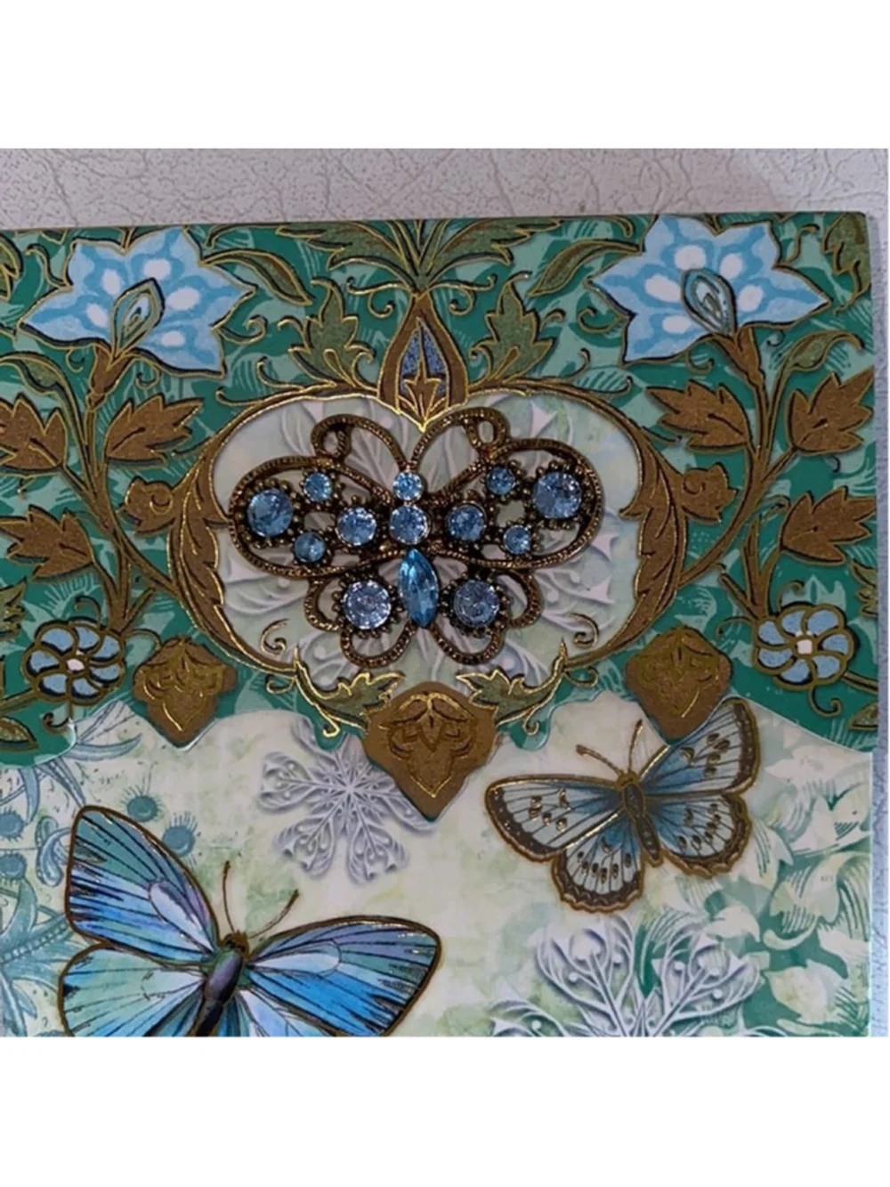 Jeweled fancy mini notebook butterfly floral design